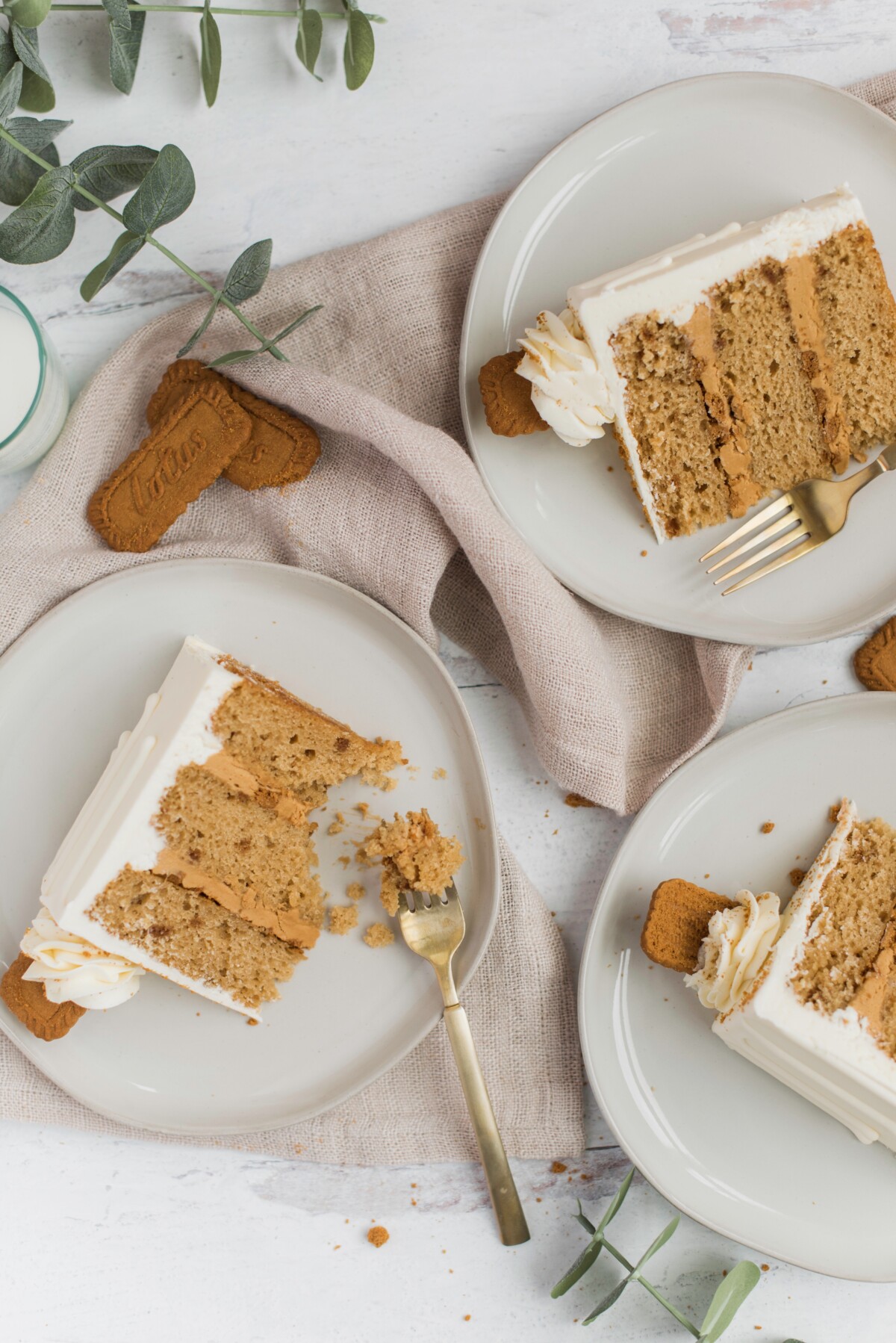 Slices of cake on plates.