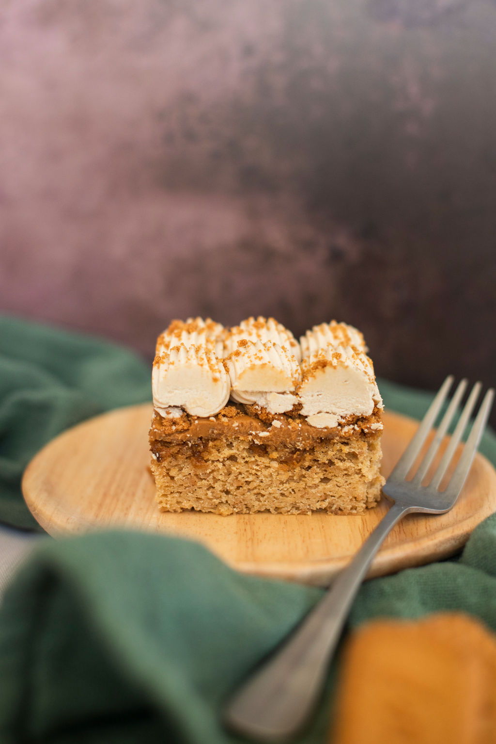 Slice of sheet cake on a plate.