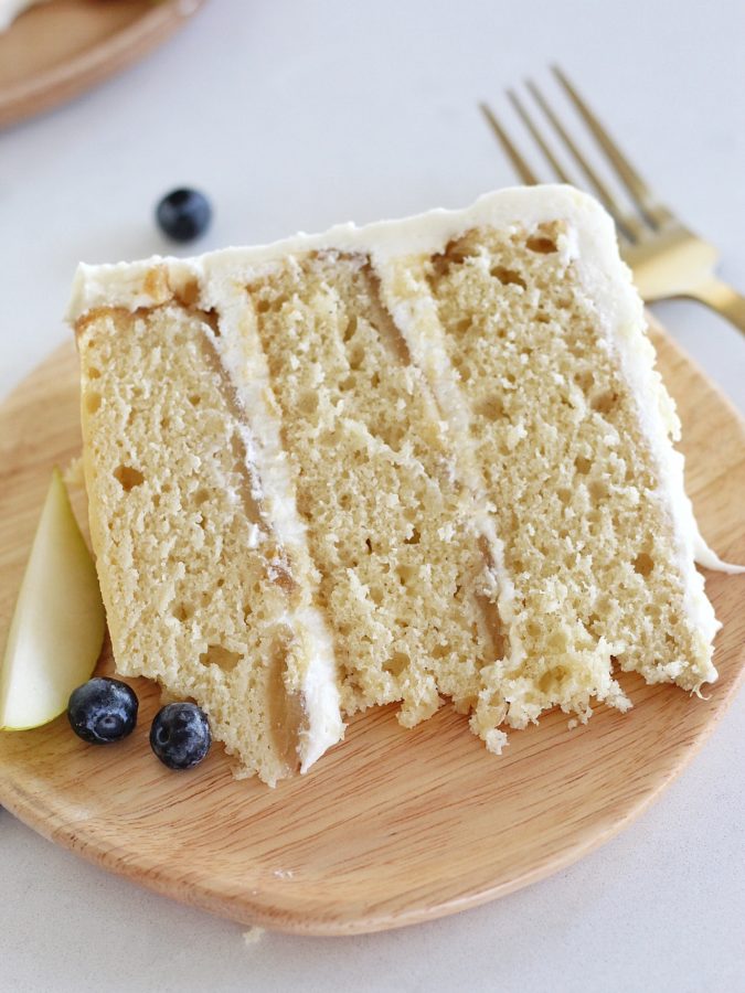 Honey Pear Upside Down Cake - layers of honey butter cake baked with caramelized pears and smothered in a honey cream cheese frosting #cakebycourtney #honeycake #buttercake #pearcake #pears #cake #easycakerecipe #upsidedowncake #cakebycourtney #honeypearupsidedowncake