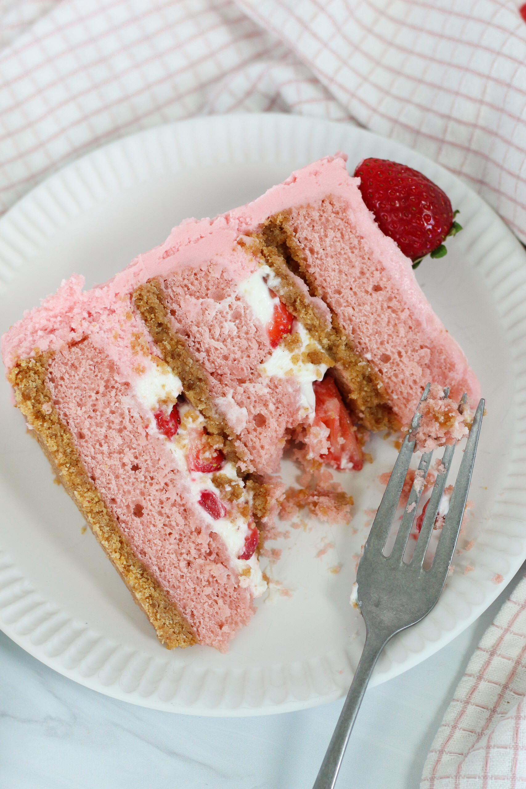 Slice of cake on a plate. 