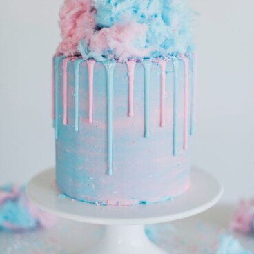 Cotton Candy Cake - Cotton candy flavored cake and buttercream #cakebycourtney #cottoncandy #cottoncandycake #cake #easycakerecipe #howtomakecake #cakefromscratch #summercake