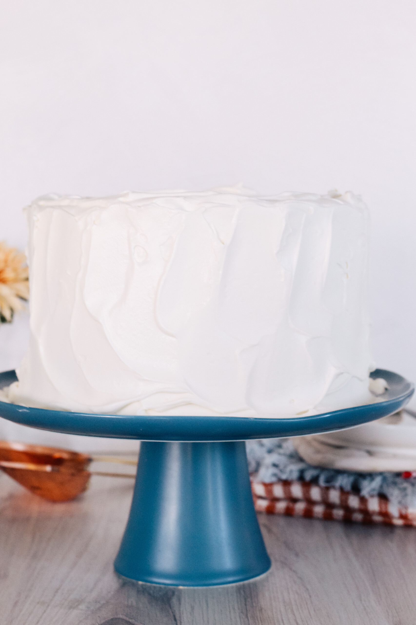 Cake on a cake stand.