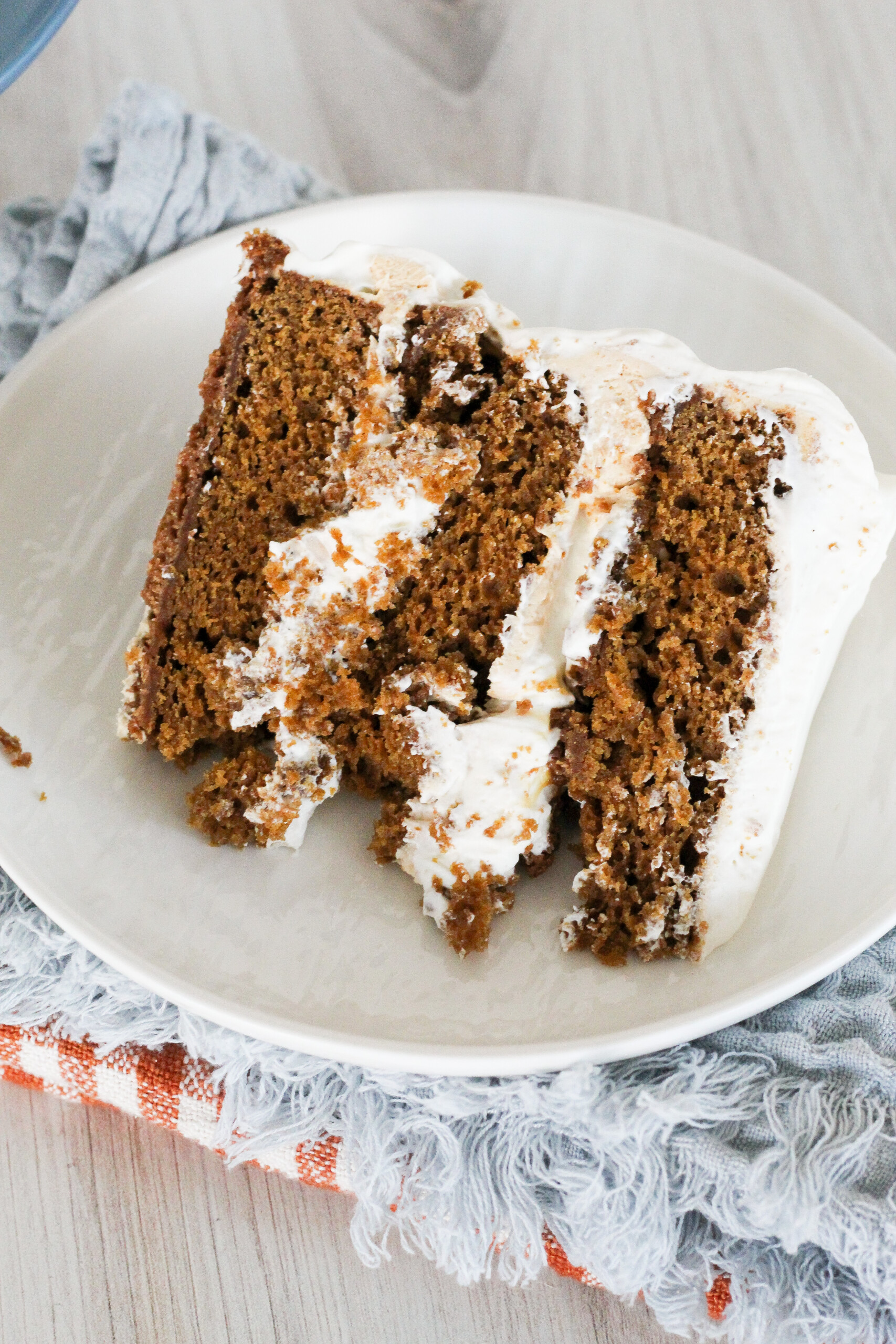 Cake slice on a plate.